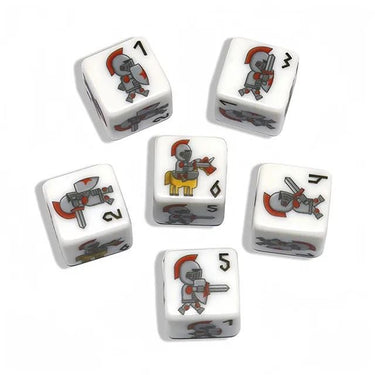 16mm White Knight Acrylic  - 6pcs D6 RPG Dice Set